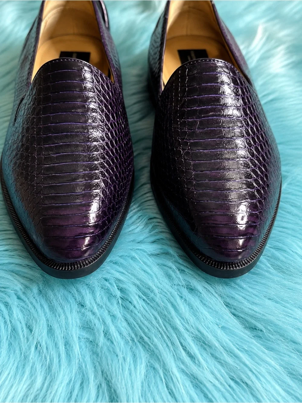 Giorgio Brutini Snake Skin Purple Vintage Loafers Men’s Size 11 Dress Shoes